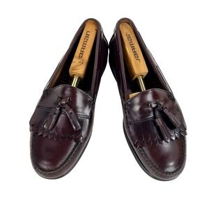 GH Bass Leather Tassel Loafers Men's 10.5 B Burgundy Slip On Shoes Kiltie Mocs